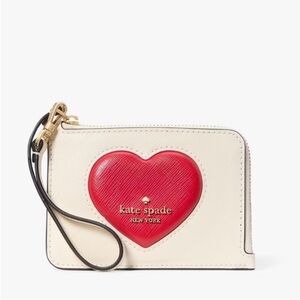 Kate Spade Cream and Red Heart Wristlet Wallet